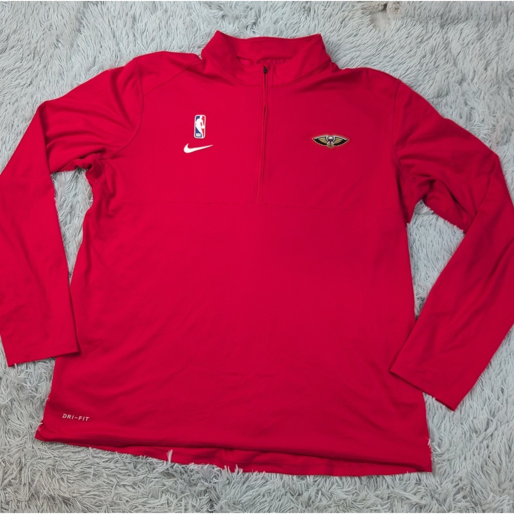 Atlanta Hawks Shirt Mens XL Red Half Zip NBA Basketball Nike Dri Fit Swoosh